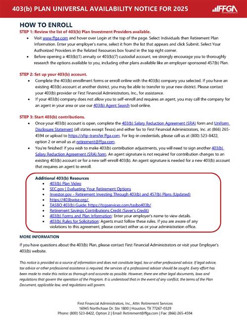 Annual 403(b) Plan Notice